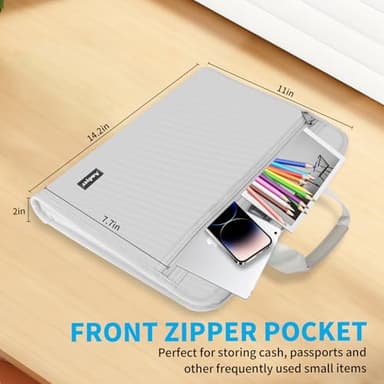 Andyer Accordion File Organizer with Lock, Fireproof Expanding File Folder with Tabs, 13 Pockets Important Document Organizer with Handle, Portable Paperwork Business Organizer, Letter/A4-Size(Silver) - Image 5