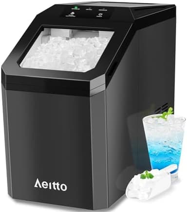 Aeitto Nugget Ice Maker Countertop, 55lbs/Day, Large Capacity Chewable Ice Maker, Rapid Ice Release in 5 Mins, Self-Cleaning with Stainless Steel Housing Ice Machine for Home Office and Party, Black - Image 2