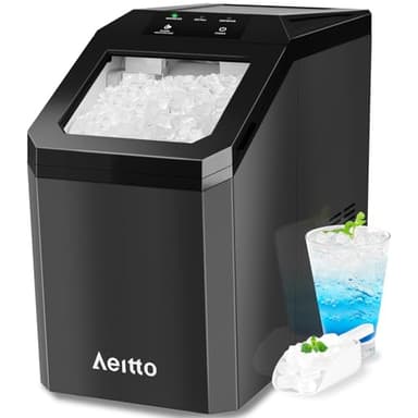 Nugget Ice Maker Countertop, Self-Cleaning with Stainless Steel Housing Ice Machine for Home Office and Party, Black - Image 1