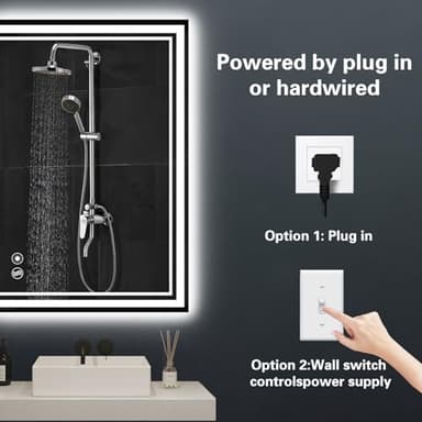24“ x 36” LED Mirror for Bathroom Front and Backlit Anti-Fog Dimmable 3 Colors LED Bathroom Mirror with Lights Memory Function Smart Mirror Wall Mounted Horizontal/Vertical - Image 4