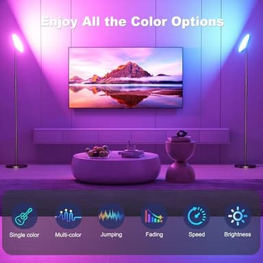Yikuneng RGB Torchiere Floor Lamps for Living Room, 3600LM 36W Bright LED Standing Lamp with Remote, Modern Color Changing Tall Lamp with Stepless Dimming, 69" Corner Floor Lamp for Bedroom, Office - Image 3