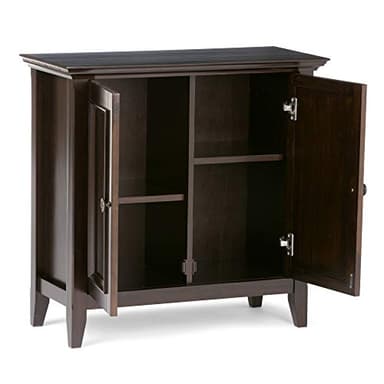 SIMPLIHOME Amherst 32-inch Wide Solid Wood Transitional-Style Low Storage Cabinet in Hickory Brown for Living Room, Entryway, or Dining Area with Adjustable Shelves - Image 5