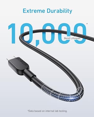 Anker USB C to USB C Cable (2Pack, 10FT),240W Type-C Fast Charging Cord for iPhone 17/16 Series,MacBook Pro 2020,iPad Air 4 and More (Black) - Image 4