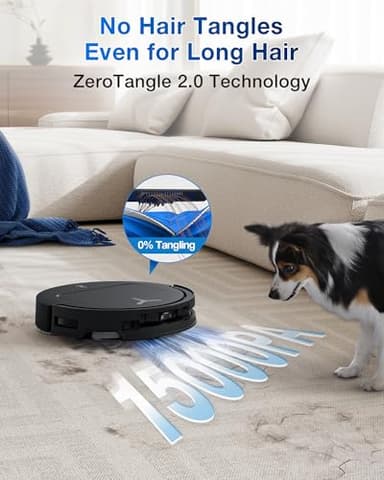 ECOVACS DEEBOT T50 PRO Omni Robot Vacuum and Mop, 3.19” Ultra-Slim, 15,000Pa Suction, ZeroTangle 2.0, TruEdge 2.0, AIVI 3D Obstacle Avoidance, Auto Mop Wash & Dry, Self-Emptying, Ideal for Pet Hair - Image 5