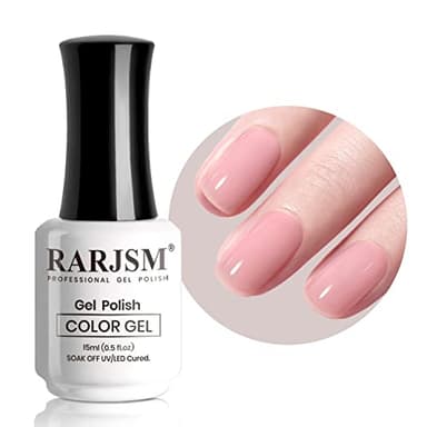 RARJSM Nude Gel Polish Sheer Rose Pink Gel Nail Polish Clear Pink French Manicure Nude Pink Jelly Nail GelPolish Varnish Curing Requires 1pcs 15ml LED UV Gel Soak Off for Home Salon Nail Art DIY - Image 9