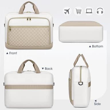 NEWHEY Laptop Bag 17.3 Inch Laptop Briefcase for Women Men Waterproof Shoulder Messenger Bag Large Computer Bag for Business Office Work College, Khaki&Beige - Image 8