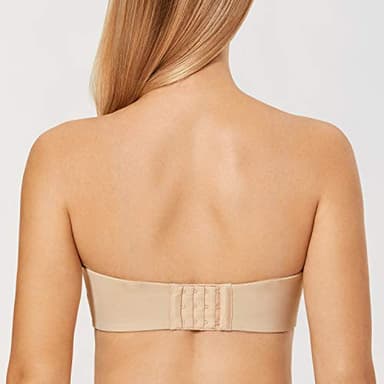 DELIMIRA Women's Strapless Bra Unlined Underwire Minimizer Plus Size Support Taupe Tan 38F - Image 2