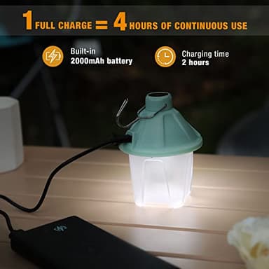 EverBrite 450LM Camping Lantern, USB C Rechargeable Camping Lantern with Magnetic Top&Hanging Hook, 5 Lighting Modes, for Christmas Decorations, Camping, Barbecue, Hiking and Reading, Pack of 2 - Image 4