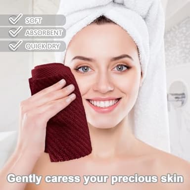 VOOVA & MOVAS Red Washcloths, 6PC 13"x13" - 100% Cotton | Quick Dry | Lightweight | Thick | Soft | Absorbent, Bath Hand Towels Set for Face & Body, Face Towels for Bathroom, Towel Gift Set, Burgundy - Image 4