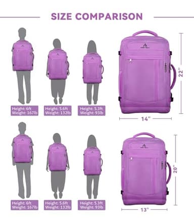50L Carry On Backpack, Extra Large Laptop Backpack, Travel Backpack for Women, Expandable Water Resistant Big Bag Anti-Theft Business Daypack Fit 17 Inch Laptop with USB Port,Purple - Image 8