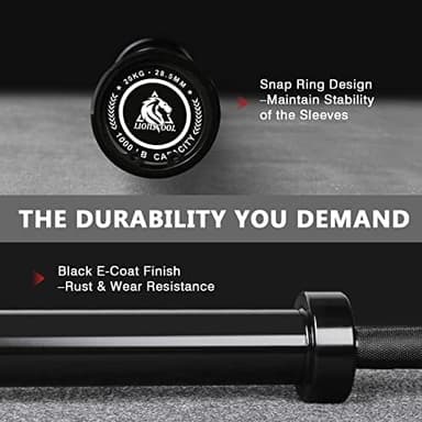 LIONSCOOL 7FT Olympic Barbell for Weightlifting, Power Lifting, 2 Inch Strength Training Bar for Squats, Deadlifts, Presses, Rows, Curls - 700lbs/1000lbs/1500lbs Capacity - Image 5