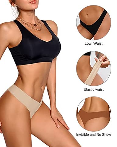 DEANGELMON Seamless Thongs for Women No Show Thong Underwear Women Comfortable Multiple Pack (7P3,M) - Image 2