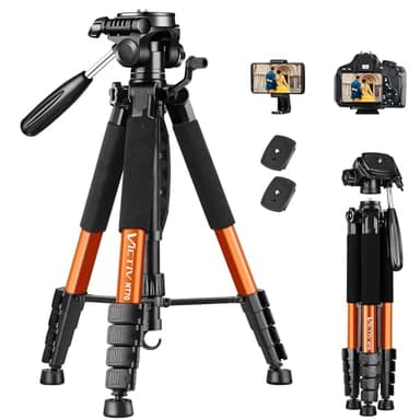 Victiv Tripod 74-Camera-Tripod for Cell Phone, Aluminum Professional Heavy Duty Camera Tripod Stand, Tripod for Camera DSLR SLR with Carry Bag, Compatible with Canon Nikon iPhone - Image 1