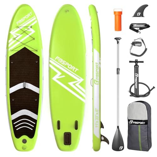 FBSPORT 11' Premium Inflatable Stand Up Paddle Board, Yoga Board with Durable SUP Accessories & Carry Bag | Wide Stance, Surf Control, Non-Slip Deck, Leash, Paddle and Pump for Youth & Adult - Image 1