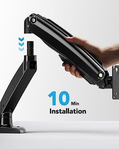HUANUO Single Monitor Arm for 40 inch Screens, Ultrawide Computer Monitor Mount Holds 26.48 lbs, Upgraded Adjustable Stand with USB, C-Clamp & Grommet Base, VESA 75x75 or 100x100mm - Image 7