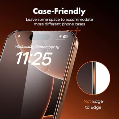 UNBREAKcable 3-Pack Screen Protector for iPhone 16 Pro, Double Shatterproof Tempered Glass [Easy Installation Frame] [9H Hardness] [99.99% HD Clear] [Case Friendly] for iPhone 6.3 inch - Image 5