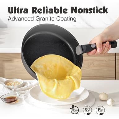 SENSARTE 17 Piece Pots and Pans Set, Nonstick Detachable Handle Cookware Set, Induction Kitchen Cookware Set with Removable Handle, Healthy Non Stick for RV, Dishwasher ＆ Oven Safe, PFOA Free (Black) - Image 4