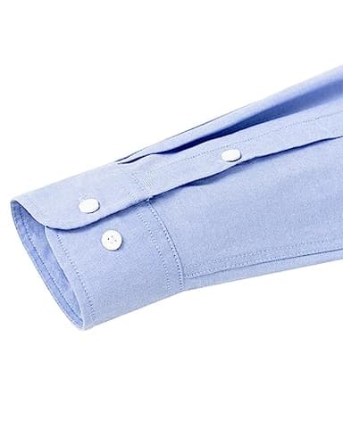 Alimens & Gentle Mens Solid Oxford Shirt Long Sleeve Dress Shirt Work Casual Button Down Shirts with Pocket Classic Blue - Image 6