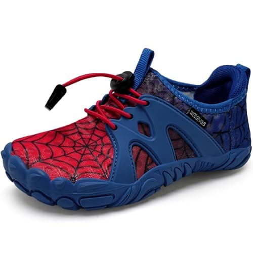 WateLves Toddler/Little/Big/Kid Water Shoes Wide Barefoot Aqua Athletic Sneakers Girls Boys Hiking Beach Swim Fast Dry Shoes Built-in Heel Grips (Red Blue, 37) - Image 1