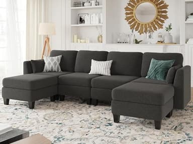 Huatean Home Modular Sectional Sofa, Convertible U Shaped Sofa Couch with High Density Memory Foam, 6 Seat Comfy Modular Sofa Couch for Living Room, Modern U Shaped Sectional Sofa, Dimgrey - Image 8