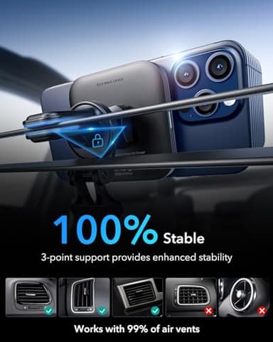ESR for Qi2 15W MagSafe Car Mount Charger, Qi2-Certified MagSafe Car Charger, Air Vent/Dashboard Magnetic Wireless Phone Holder Mount for iPhone 17/16/15/14/13/12, Galaxy S25, Pixel 10, Fast Charging - Image 7