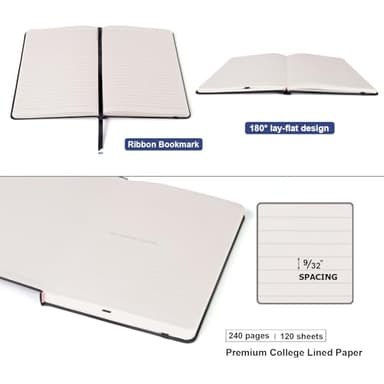 Comix 6 Pack Lined Journal Notebooks for Work, 240 Pages, 5.5"x8.3", Black, Hardcover, A5 Medium College Ruled, Journaling Notebooks for Notes-taking, Fits for Office School Home - Image 3