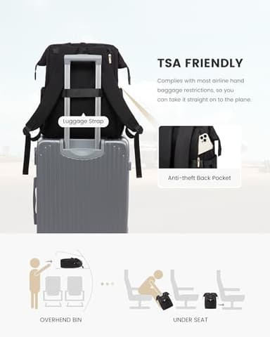 LOVEVOOK Laptop Backpack for Women, 15.6 Inch Work Laptop Bag with USB Port, Fashion Teacher Nurse Backpack Purse, Waterproof Travel Computer Backpack with Organizer Bag, 2PCS, Beige-Black - Image 5