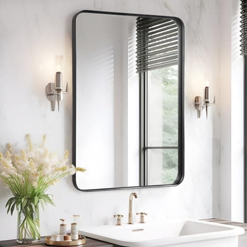 Fabuday Bathroom Mirror Over Sink - 24x36 Inch Black Framed Rectangle Bathroom Mirror for Vanity, Wall Mounted Bathroom Mirrors for Restroom, Farmhouse, Entryway, Hangs Vertically or Horizontally - Image 1