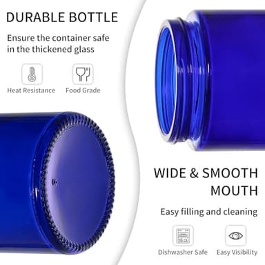 KEYWING 2oz Small Glass Jars with Black Lids, 35 Pack Blue Round Glass Cosmetic Jars with Inner Liners for Cream, Lotions, Powders and Ointments - Image 3