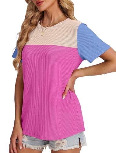 WIHOLL Cute Tops for Women Y2K Spring Shirts 2025 Summer Blouses Cruise Outfits Hot Pink S - Image 4