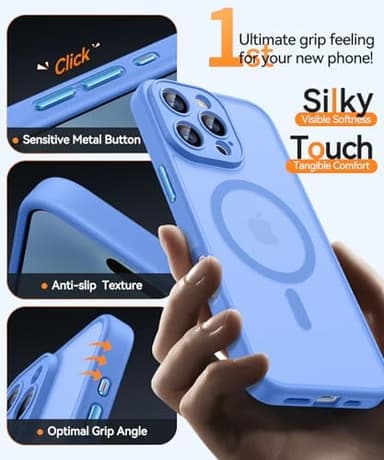CANSHN Magnetic Compatible with iPhone 16 Pro Max Case, Upgraded [Full Camera Protection] [Compatible with Magsafe] [Translucent Matte] Shockproof Protective Phone Cover 6.9 Inch - Ultramarine - Image 6