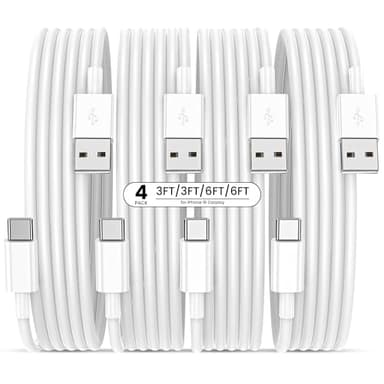 Bayznqiu USB to USB C Cable with CarPlay, [4-Pack, 3FT&6FT] USBA to Type C Fast Charging Cords for iPhone 17/17 pro/17 pro max/17 air/16/16 Plus/16 Pro/16 Pro Max/16e/15,Pixel,Galaxy,Note - Image 1