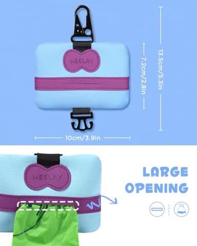 Dog Poop Bag Holder Mini,Hands Free Poop Bag Holders with Hook & Clip & Snap,Durable Dog Leash Attachment for Walking,Bags EXCLUDED,Sky Blue - Image 5