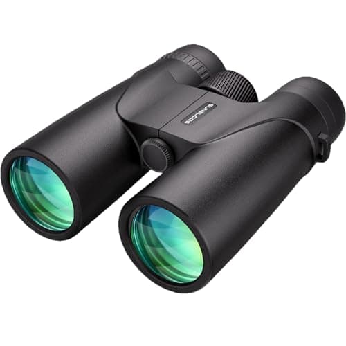 12x42 HD Binoculars for Adults High Powered - Waterproof BAK4 Prism Binoculars for Bird Watching, Hunting, Travel, Hiking & Opera - Super Bright Lightweight Binocular (Black)
