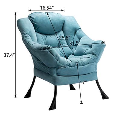HollyHOME Lazy Chair with Armrest and Side Pocket, Comfy Accent Lounge Chair,Leisure Sofa Armchair for Living Room, Bedroom, Dorm, or Small Spaces, Oversized Reading Sofa Chair, Textured Blue - Image 3