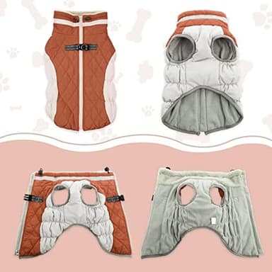 Lelepet Warm Dog Winter Coat Cold Weather Jacket Windproof Reflective Turtleneck Vest with Plush Neckline D-Ring for Leash Thick Fleece Lining Jacket Pet Apparel for Small Medium Large Dogs(X-Small - Image 3