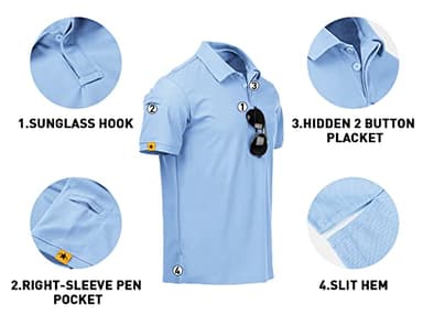 V VALANCH Moon Blue Polo Shirts for Men Short Sleeve Summer Collared Golf Polo Athletic Shirts - Image 4