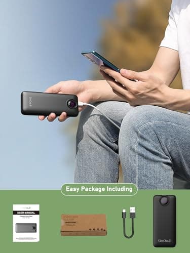 GrnOas.E Portable Charger,10000 mAh Power Bank Travel Charger with USB-C(Input&Output),2.4A Fast Charging External Battery Pack Phone Charger Compatible with iPhone 16,Samsung,Android,Brilliant Black - Image 9