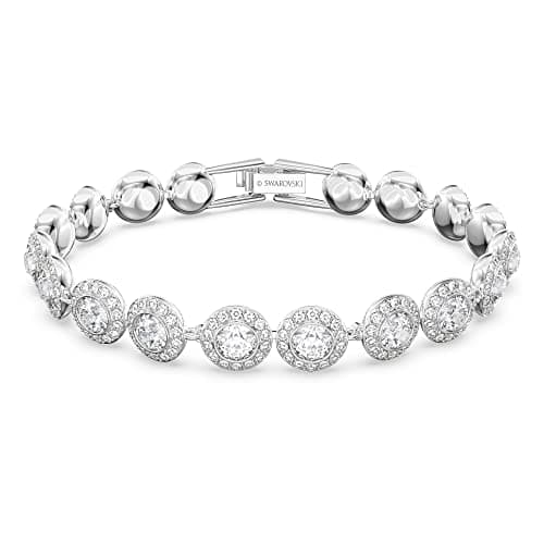 Swarovski Una Angelic Tennis Bracelet, Clear circle-cut Swarovski Crystals with Matching Crystal Pavé on a Rhodium Tone Finish Setting, Part of the Swarovski Una Angelic Collection - Image 1