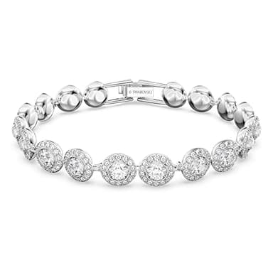 Swarovski Una Angelic Tennis Bracelet, Clear circle-cut Swarovski Crystals with Matching Crystal Pavé on a Rhodium Tone Finish Setting, Part of the Swarovski Una Angelic Collection - Image 1