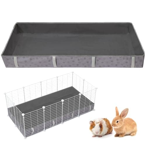 Funfurry Waterproof Guinea Pig Cage Liner,Washable Tarp Bottom Base,Cage Liners for Small Animals,Hamster Chinchilla Hedgehog Ferret Rabbit. (Dark Grey-Paw, 24" X 48") - Image 1