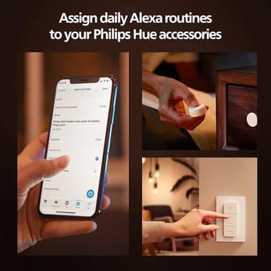Philips Hue Smart Light Starter Kit - Includes (1) Bridge, (1) Dimmer Switch and (2) A19 LED Bulbs - White and Color Ambiance Color-Changing Light - 800LM - E26 - Control with App or Voice Assistant - Image 5