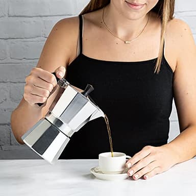 Primula Classic Stovetop Espresso and Coffee Maker, Moka Pot for Italian and Cuban Café Brewing, Greca Coffee Maker, Cafeteras, 6 Espresso Cups, Silver - Image 8