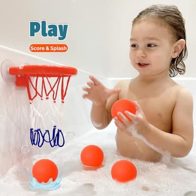 Bath Toys – Bathtub Basketball Hoop for Toddlers, Kids, Boys and Girls | 4 No-Hole Balls & Strong Suction Cups | Fun Basketball Bath Toy for Toddlers - Image 5