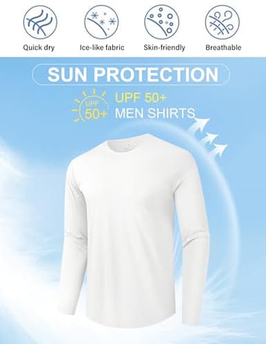 Men's UPF 50+ UV Sun Protection Long Sleeve Shirt Rash Guard for Men Quick Dry Breathable Gym Shirt for Fishing Running SetD XL - Image 4