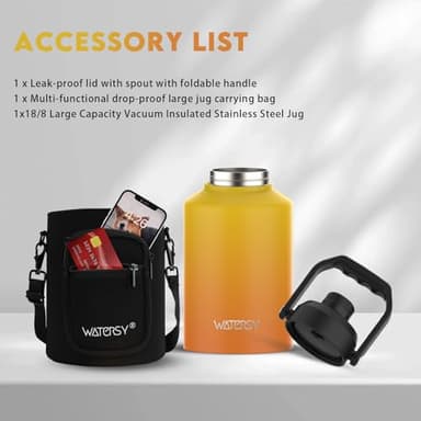 WATERSY 1 Gallon Water Bottle Insulated(Cold for 48 Hrs),BPA Free&Leak Proof,128oz Stainless Steel Water Jug,Big thermo,Large Water Bottle with Handle for Gym,Hiking,Camping&Travel,Gradual Yellow - Image 6