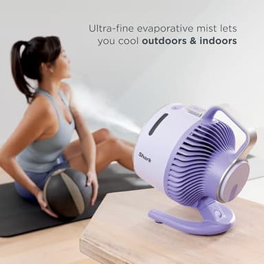 Shark FlexBreeze HydroGo Fan + Car Charger — Ultra-powerful portable fan that mists indoors & outdoors. 5 speeds, 2 bonus modes, & evaporative misting, Grey, FA052QDG - Image 5