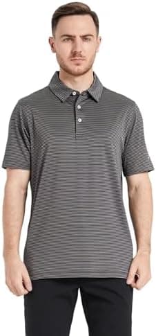 Mens Golf Shirt Moisture Wicking Dry Fit Performance Sport Short Sleeve Striped Golf Polo Shirts for Men - Image 4
