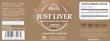 Essential Provisions Just Liver, Grass-Fed and Pasture Raised Beef Liver Capsules, 3,000mg per Serving, 120 Count - Image 5