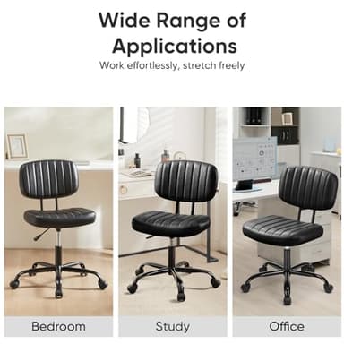 DUMOS Armless Office Desk Chair, Small Height Adjustable Computer Task Chair with Low Back Lumbar Support and 360° Swivel Rolling Wheels for Small Space, Kids and Adults, Dark Black - Image 7